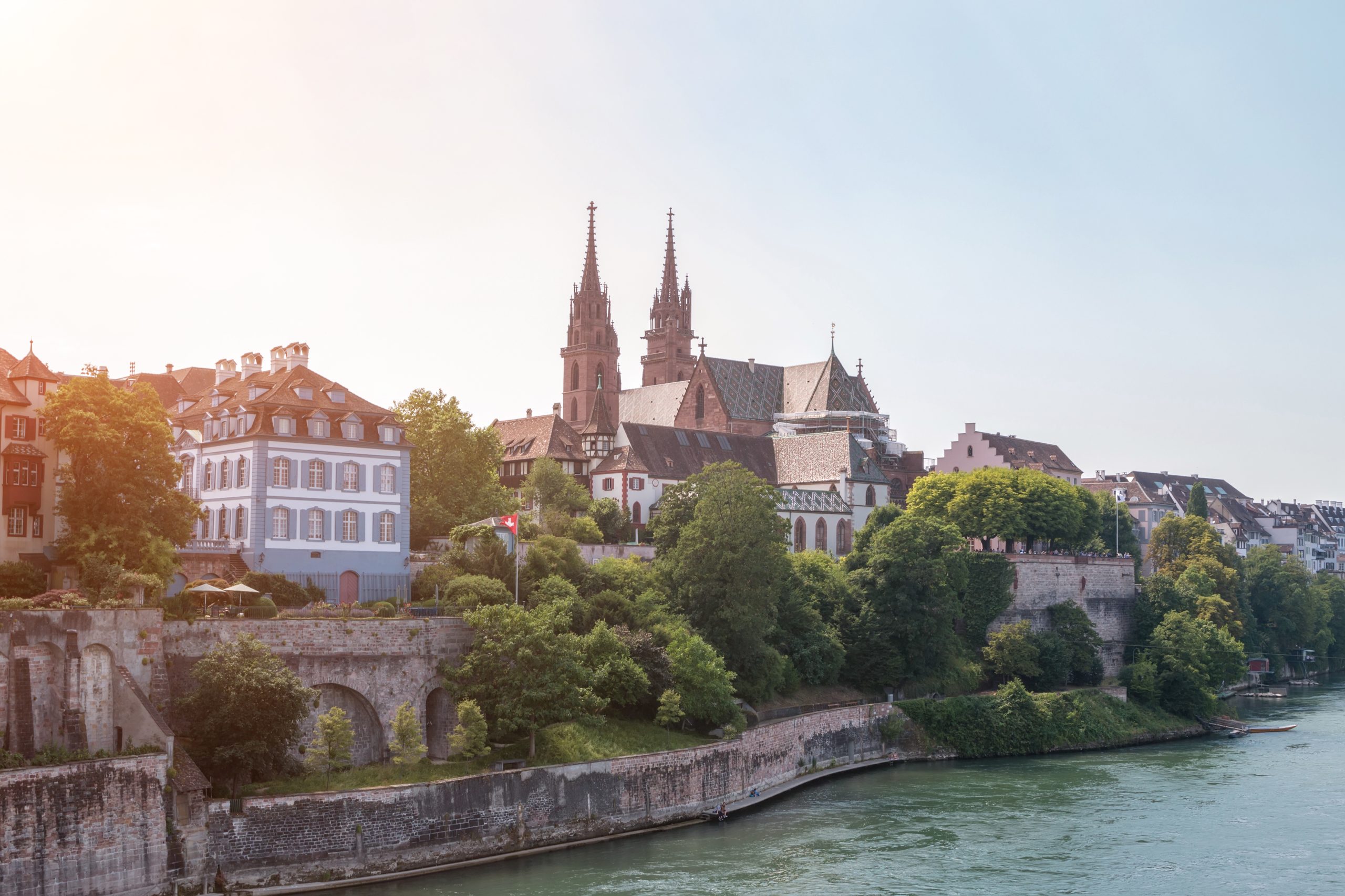 View on Basel city and river Rhine, Switzerland